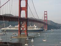 IMG_1697 Queen Mary 2 crossing under the Golden Gate Bridge